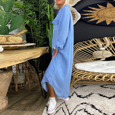 Yara™ - Long Sleeve Denim Maxi Dress