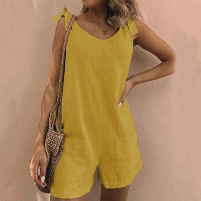 Una – Bow Strap Jumpsuit with Pockets