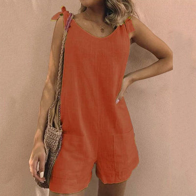 Una – Bow Strap Jumpsuit with Pockets