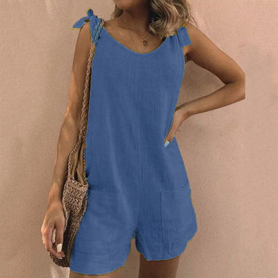 Una – Bow Strap Jumpsuit with Pockets