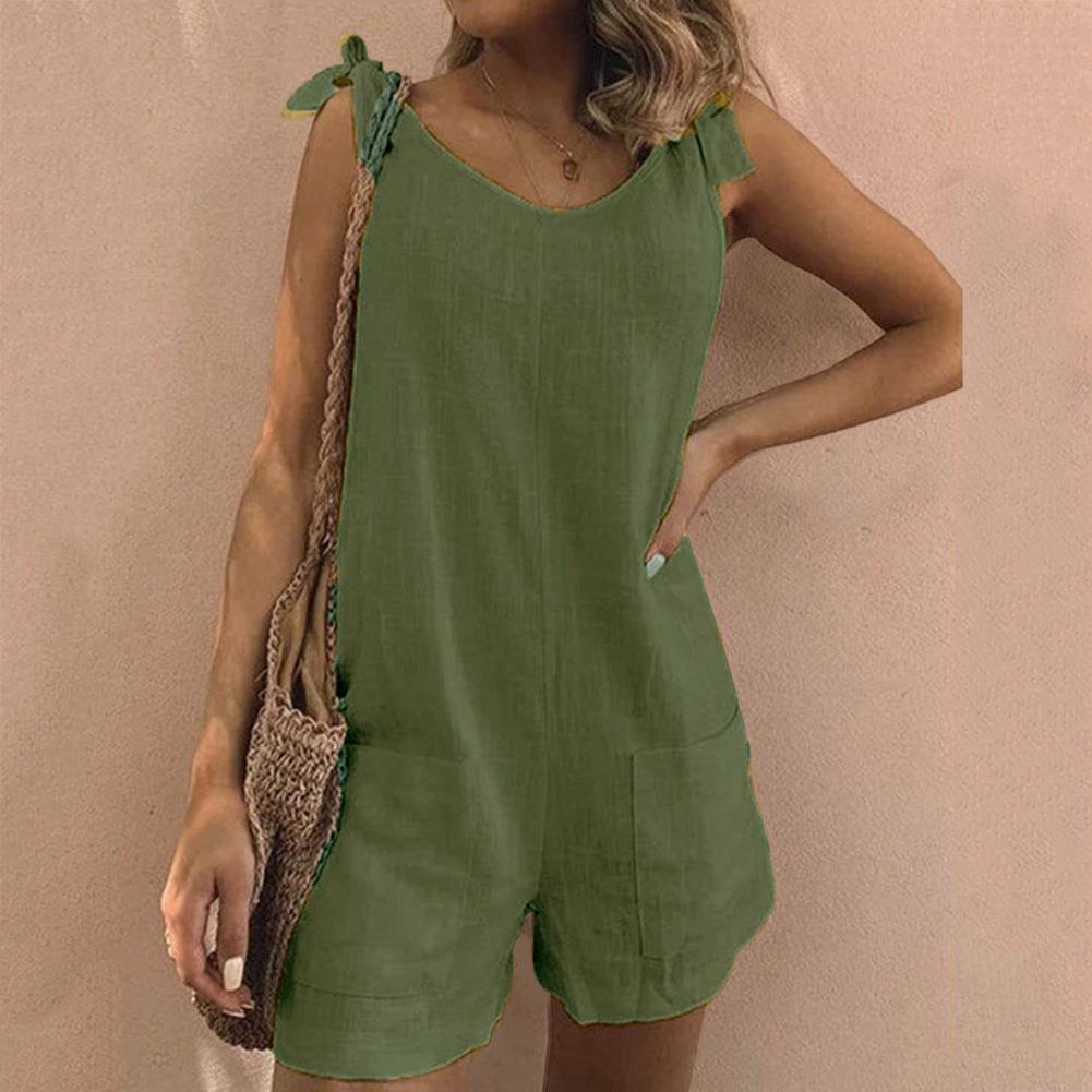 Una – Bow Strap Jumpsuit with Pockets