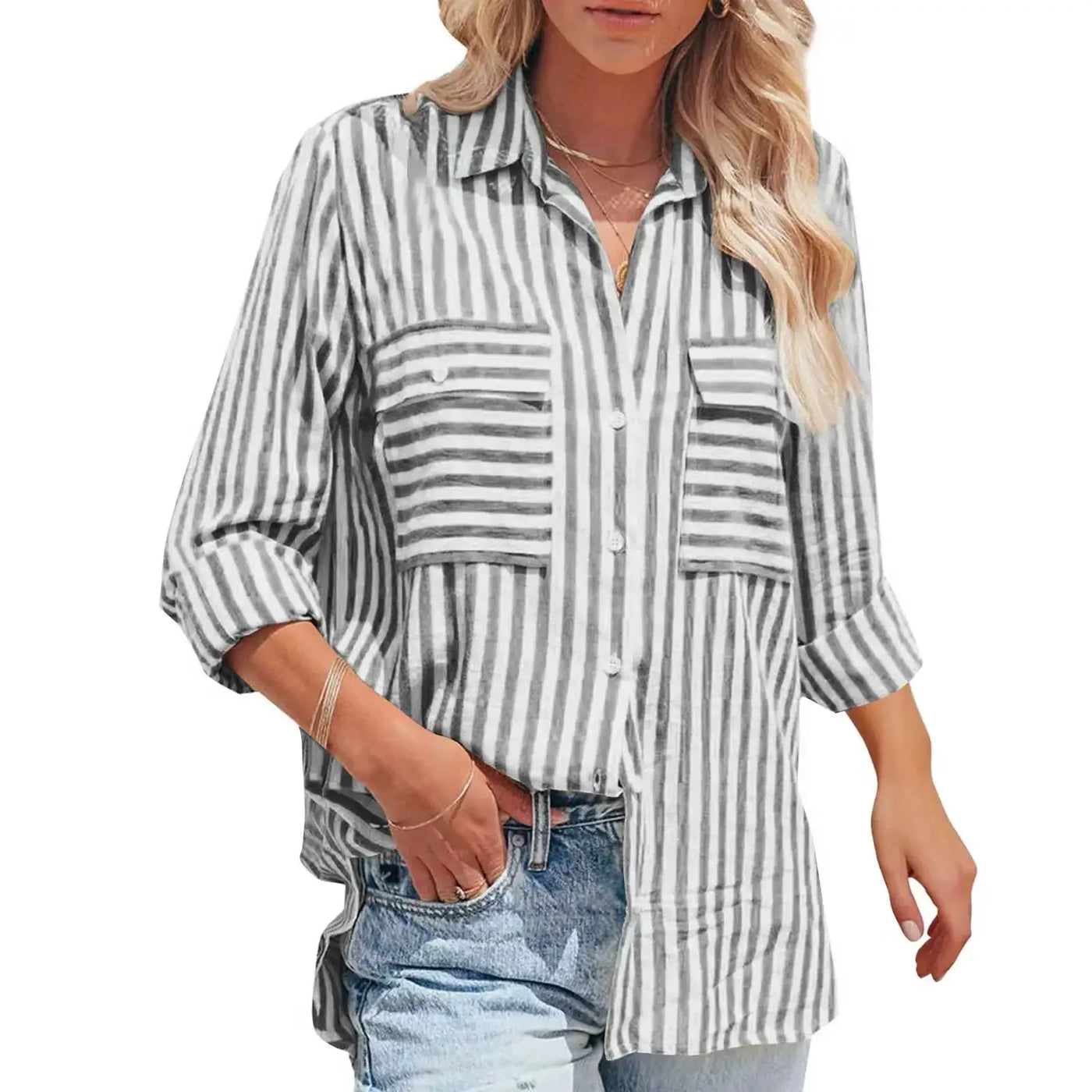 Lena Striped Button Vest