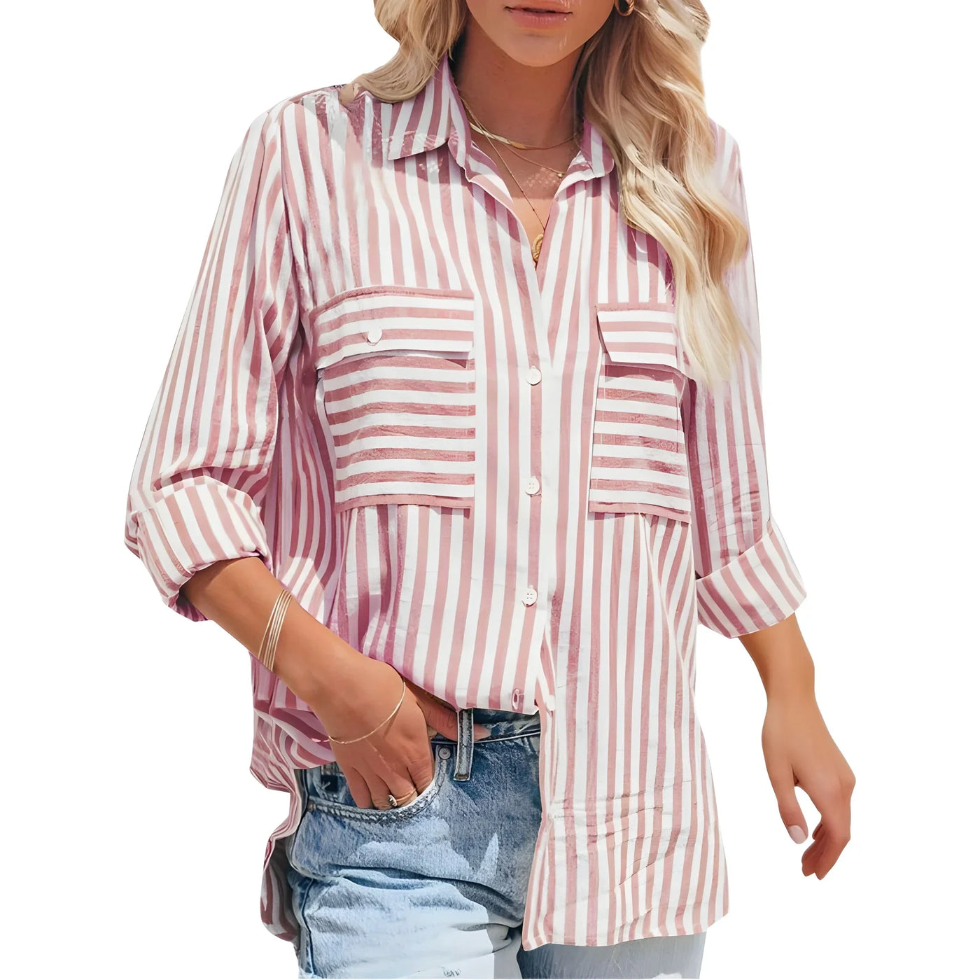 Lena Striped Button Vest
