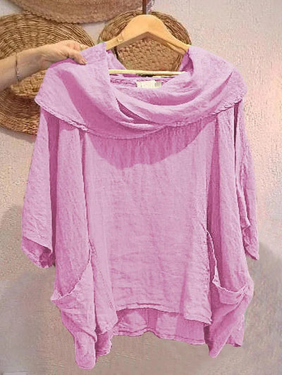 Tanith - Relaxed Fit 3/4 Sleeve Draped Neck Blouse